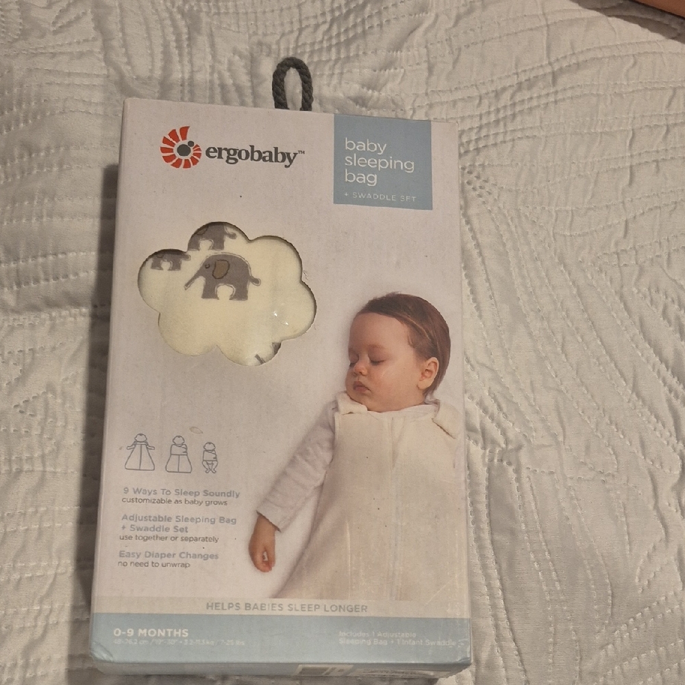 Ergobaby Cream Baby Sleeping Bag with Elephant Design